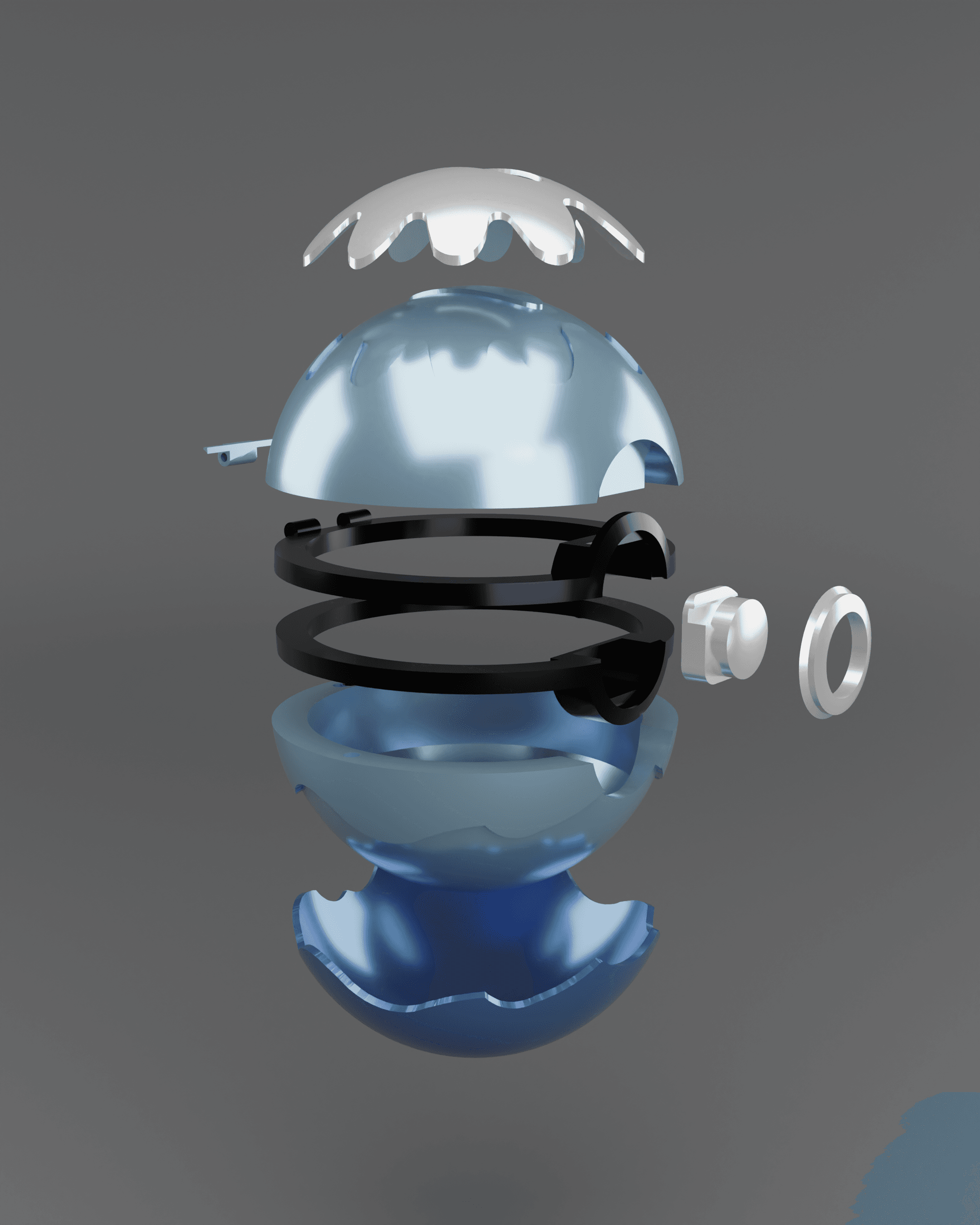 Dive Ball Opening Pokeball - Fan Art 3d model