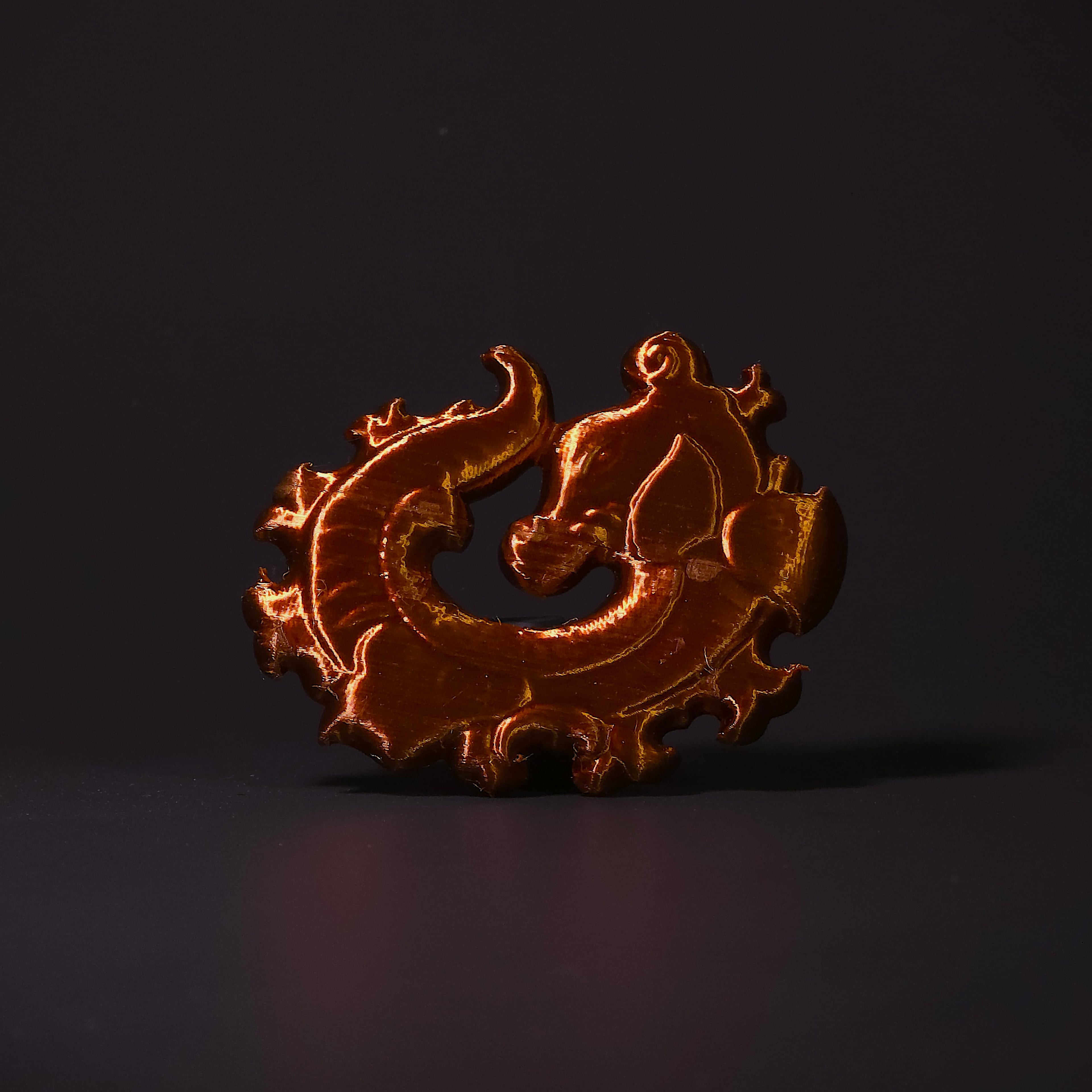 Ornate Baroque Sea Dragon Applique / Flat-Back Medallion 3d model