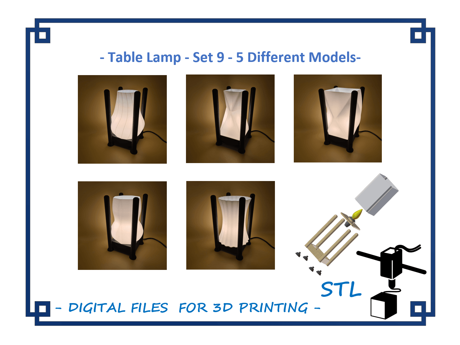 Table Lamp - Set 9 - 5 Different Models 3d model