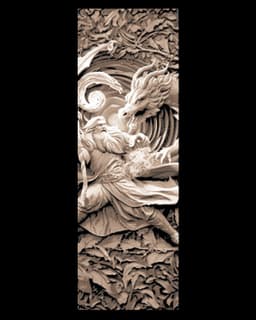Intricate Carvings of A Epic Fantasy Battle between Mage and Dragon - Set of Bookmarks 3d model