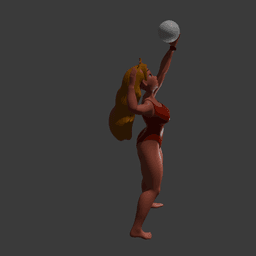 Toon girl volleyball figure in a bathing suit v2 3d model