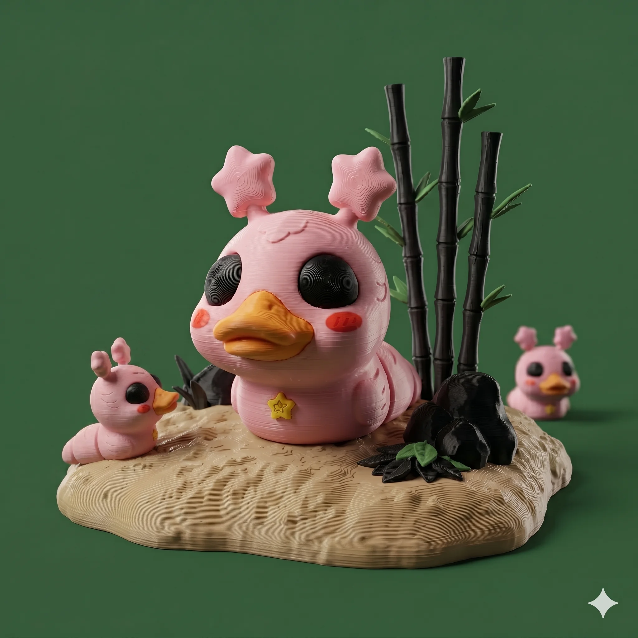 FlexiSlugs Pink Puffball Duck - Flexi Articulated Chibi Slug STL 3d model