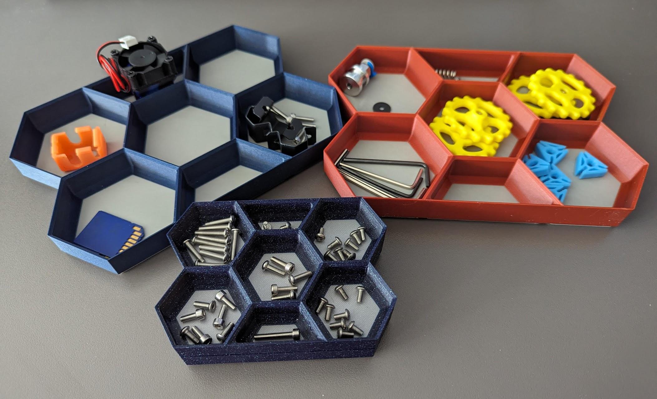 Stackable Hex Tray Part Organizer 3d model