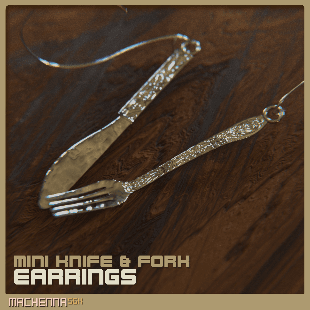 Miniature Fork & Knife Earrings Set 3d model