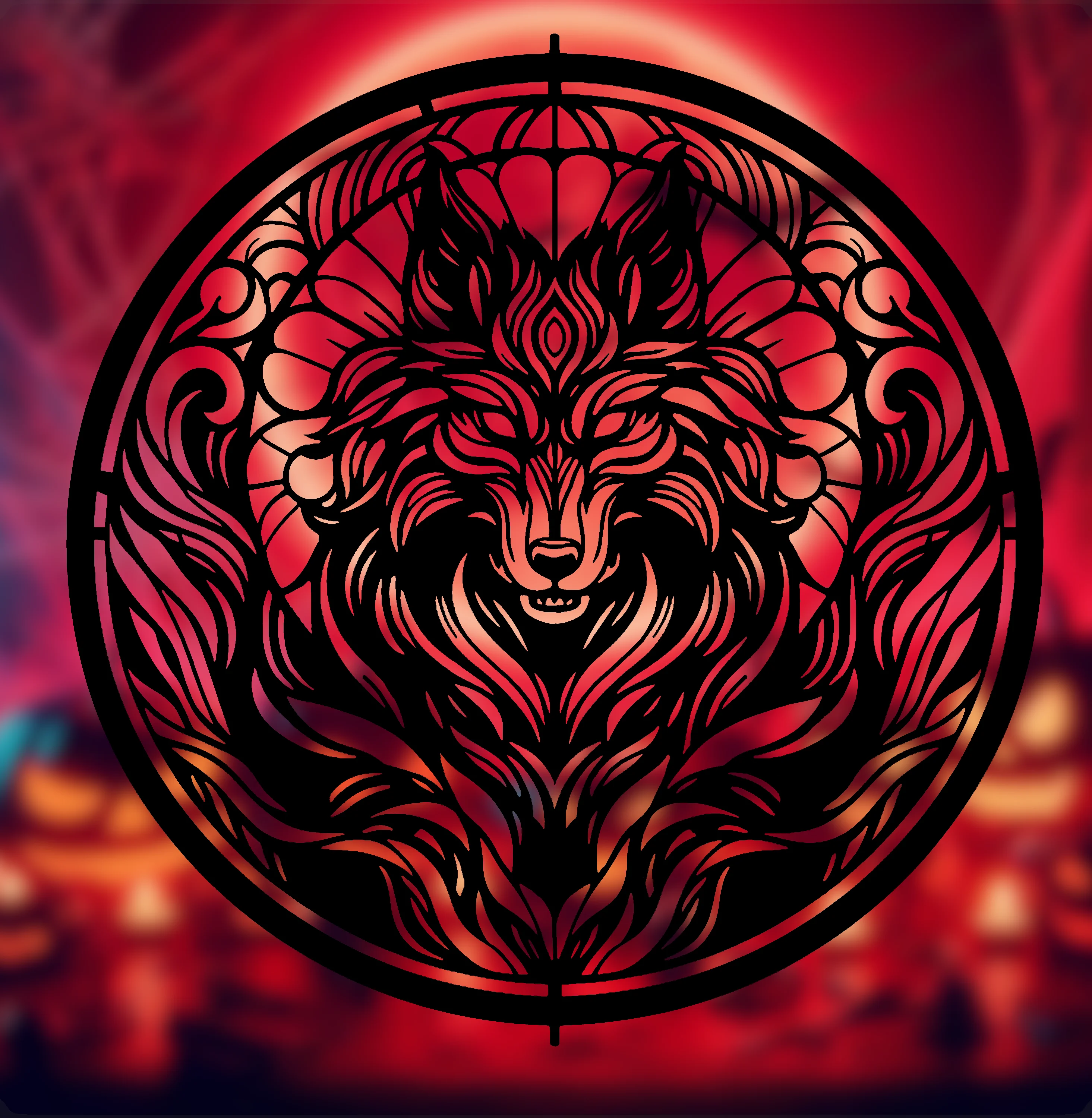 Spooky Halloween 2024 Series – Werewolf Stained Glass Style (2D Geometric Wall Art) 3d model