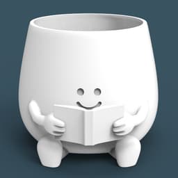 HAPPY FACE READING BOOK PLANTER 3d model