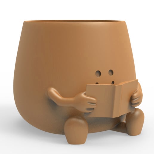 HAPPY FACE READING BOOK PLANTER 3d model