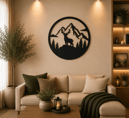 Majestic Deer Mountain 2D Wall Art 3d model