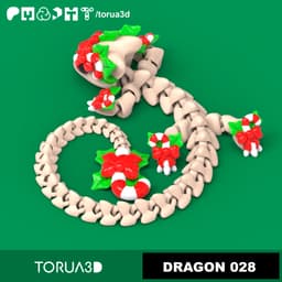 Artuclated Dragon 028 - Christmas - Print in place - No supports - Stl - 3mf 3d model
