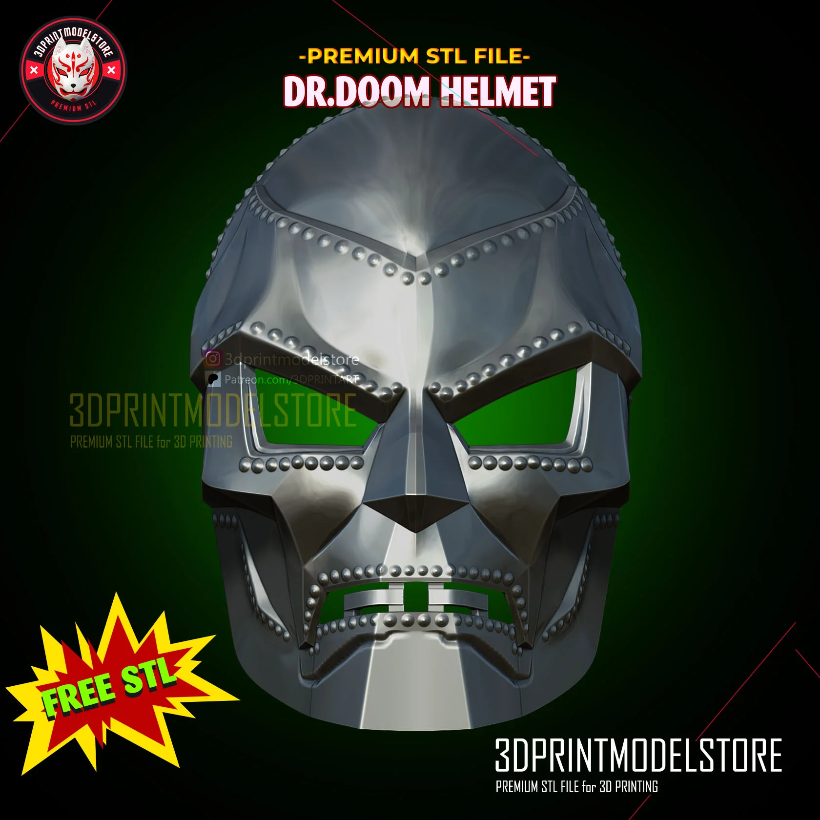 Dr Doom Mask - Marvel Doctor Doom Helmet - Cosplay Props - FREE STL 3d model