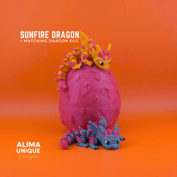 SUNFIRE DRAGON with Matching egg / Articulated Fidget Toy / Keychain 3d model