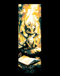Sitting down for a little reading time - Young Dragon with Books set of Bookmarks 3d model