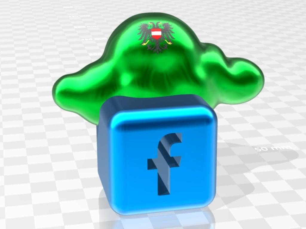 green kaiser-doppeladler cloud an facebook cube 3d model