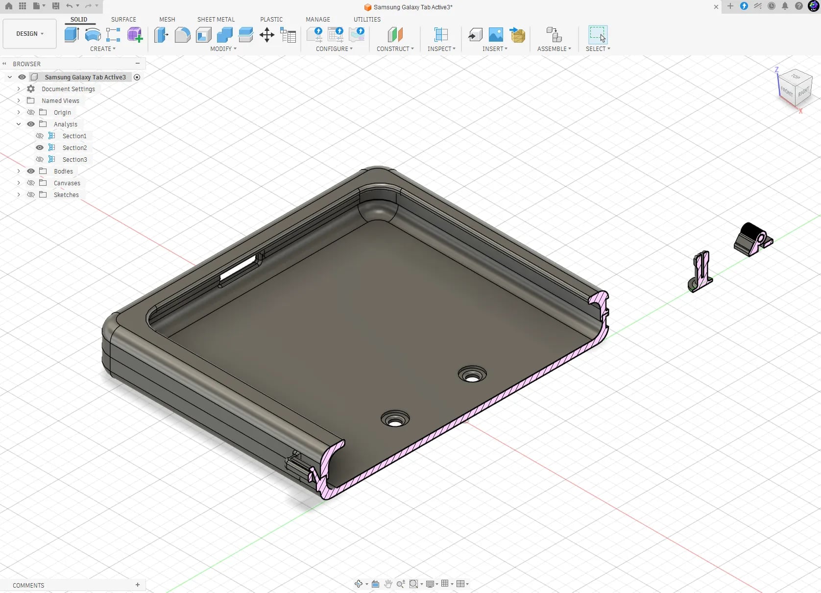 Samsung Galaxy Tab Active 2/3 case with RAM Mount 3d model