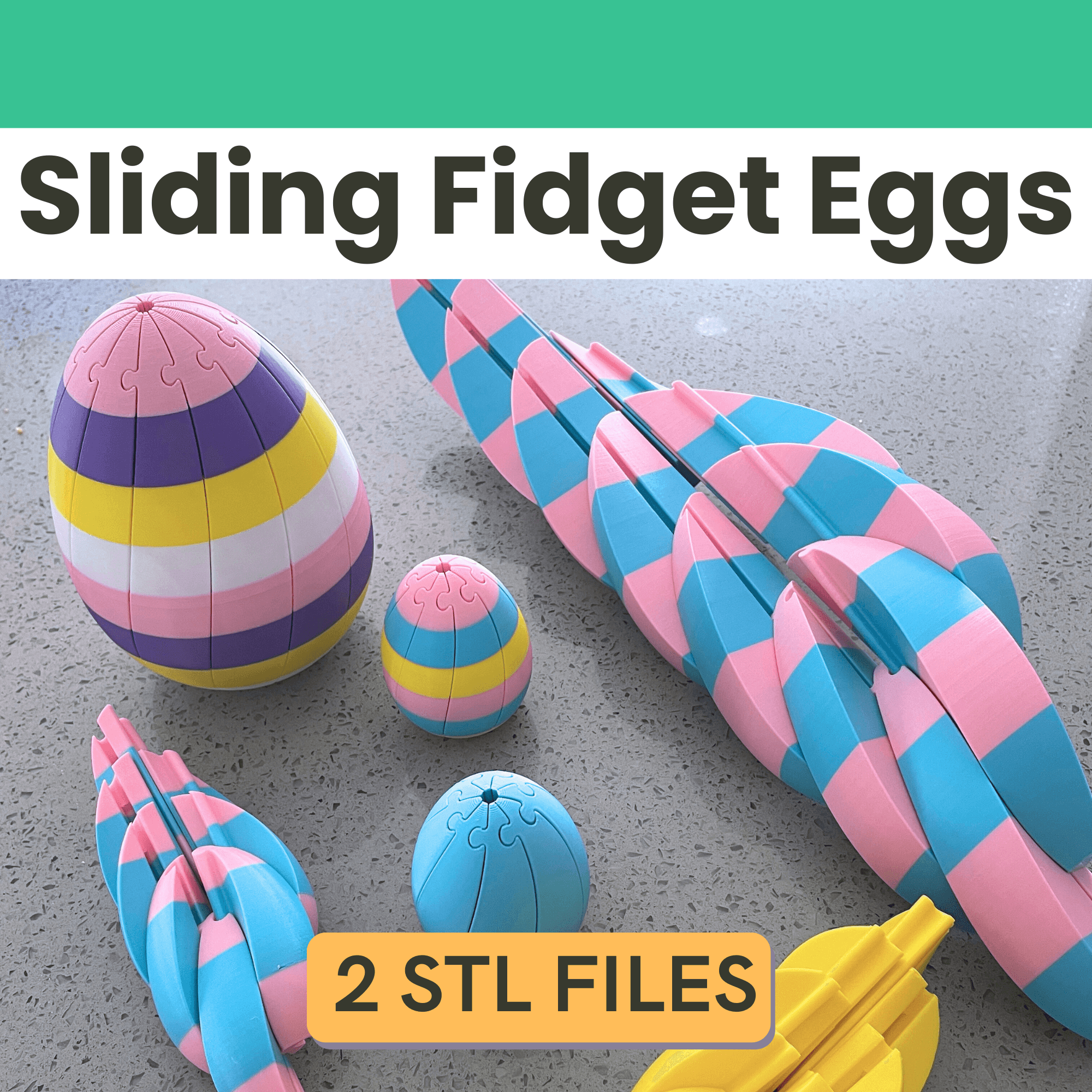 Sliding Easter Egg Fidget (2 Sizes) 3d model
