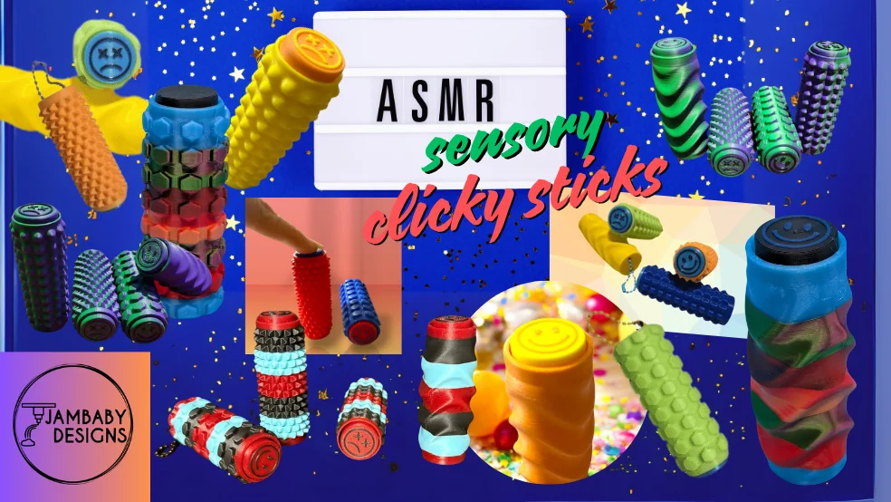 ASMR Sensory Clicky Sticks-- Keychains for calming and stimulation 3d model