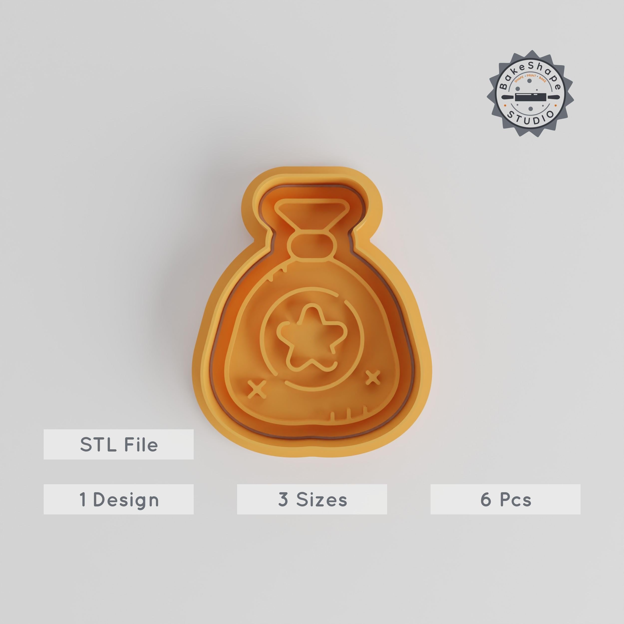 Gift Shape Cutter & Stamp Set, Perfect for Cookies & Fondant, S/M/L Sizes, 6-Piece Festive Design Pack PRODUCT_4255 3d model