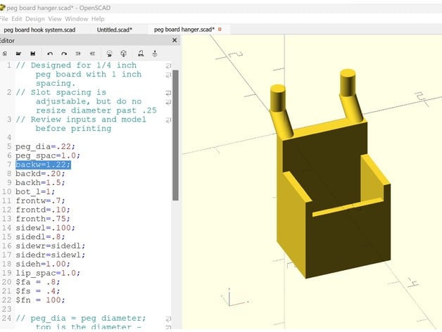 Wood Peg board hanger 3d model