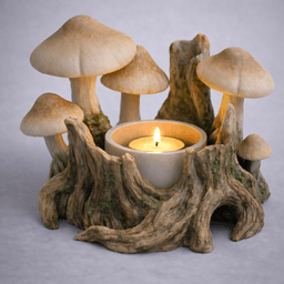 Mushroom Forest Tealight Holder STL – Cottagecore Fantasy Candle Decor 3d model