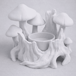 Mushroom Forest Tealight Holder STL – Cottagecore Fantasy Candle Decor 3d model