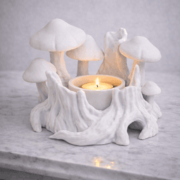 Mushroom Forest Tealight Holder STL – Cottagecore Fantasy Candle Decor 3d model