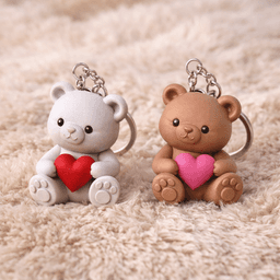 Teddy Bear Keychain | Heart Bear Keyring for Valentine’s | Anniversary & Romantic 3d model