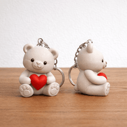 Teddy Bear Keychain | Heart Bear Keyring for Valentine’s | Anniversary & Romantic 3d model