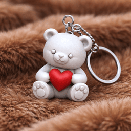 Teddy Bear Keychain | Heart Bear Keyring for Valentine’s | Anniversary & Romantic 3d model