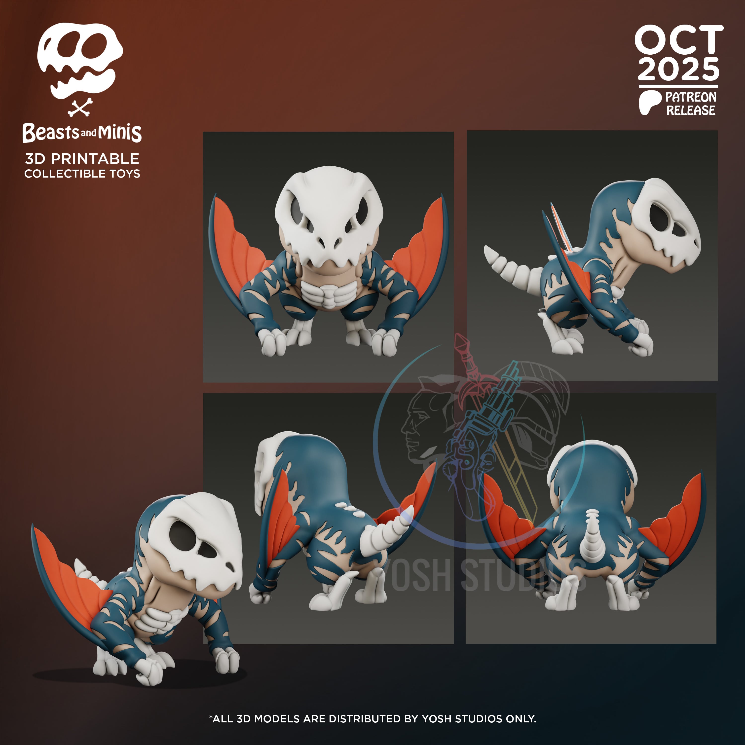 Blue Dinosaur 3D Printer File STL 3d model