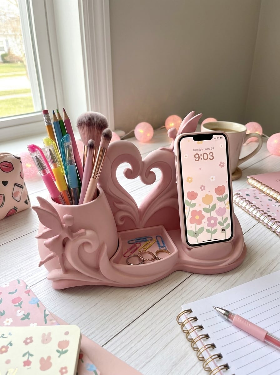 Enchanted Fairy Desk Organizer & Phone Throne 3d model