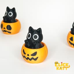 Halloween Pumpkin Cat - Clicker Fidget Toy Keychain 3d model