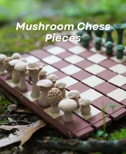 Forest Chess Set - Log and Mushroom Chess Board - Checkers 3d model