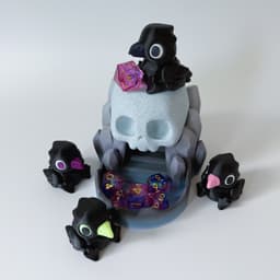DreamHorn Collab Skull dice tower and Crow slider 3d model