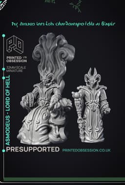 Asmodeus - Lord of Hell - 2 Models - PRESUPPORTED - 32mm Scale 3d model