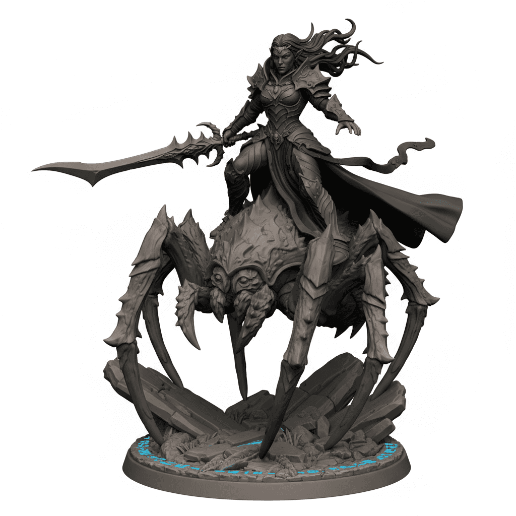 Dark Elf Queen Giant Spider Printable STL Model 3d model