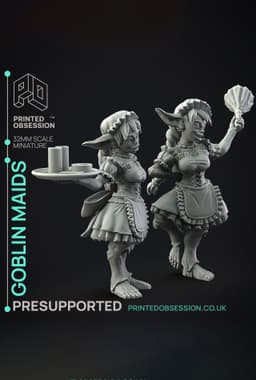 Goblin Maid - Dungeon Cleaning Inc - PRESUPPORTED - Illustrated and Stats - 32mm scale 3d model