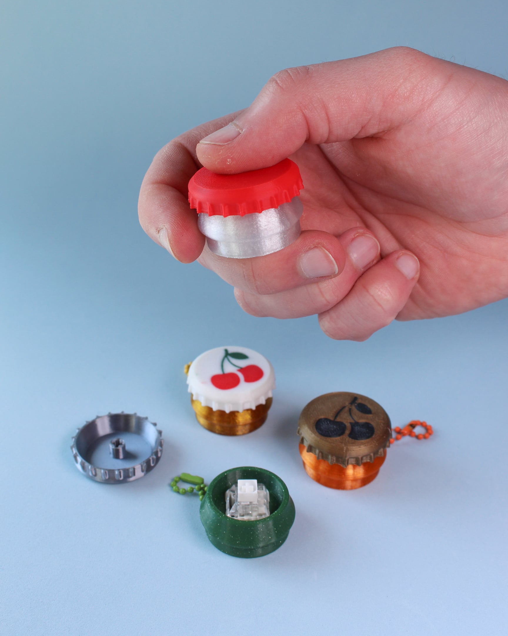 Bottle and Crown cap Fidget Clickers - Keychain 3d model