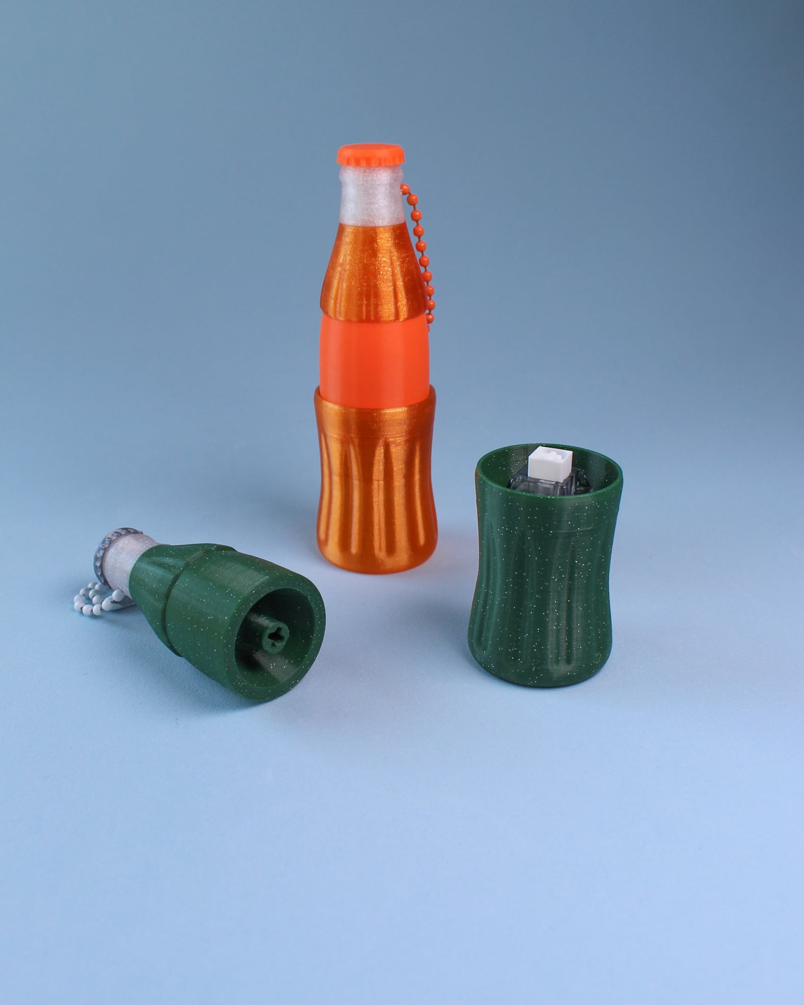 Bottle and Crown cap Fidget Clickers - Keychain 3d model