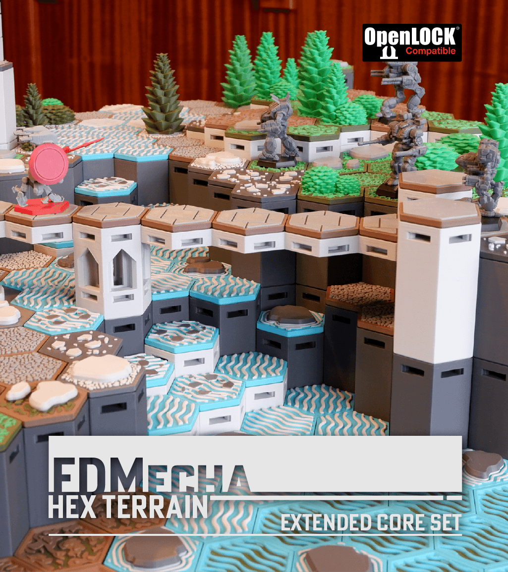FDMecha Hex Terrain - Extended Core Set 3d model