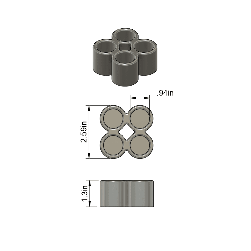 Insulin Vial Caddy Organizer - 4 Vial 2x2 STL File 3d model