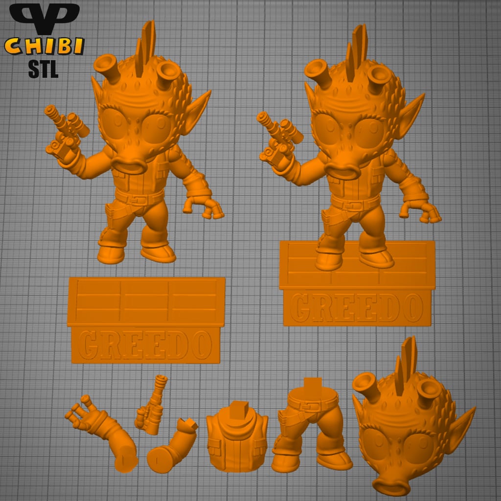 Greedo Chibi STL for 3D Printing ChibiSTL 3DXM 3d model