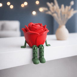 Flexi Rose Figure | Sitting Flower Toy Decor for Valentine’s Day | Articulated Flower 3d model