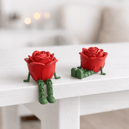 Flexi Rose Figure | Sitting Flower Toy Decor for Valentine’s Day | Articulated Flower 3d model