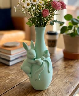 Easter Bunny Vase with Bow – Pastel Spring Floral Decor for Table Centerpiece 3d model