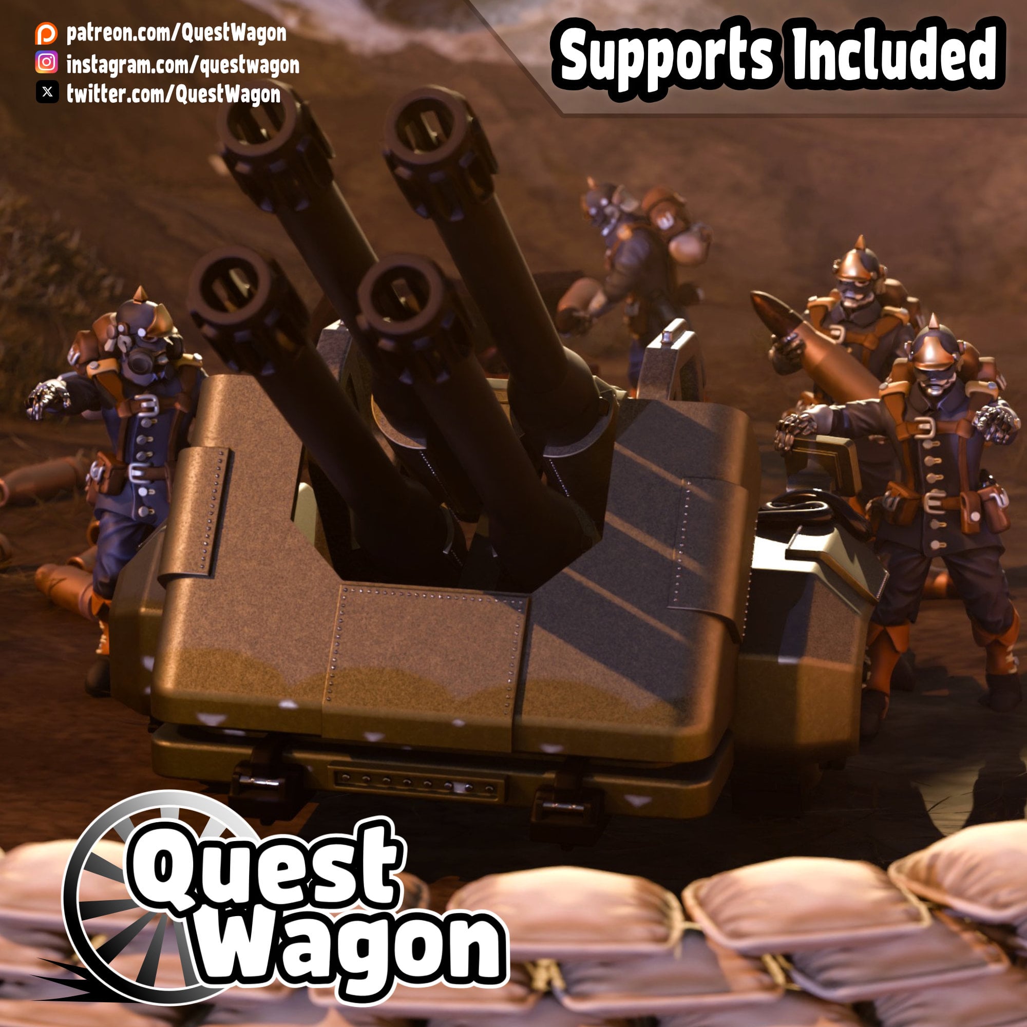 Artillery Cannon and Crew 3d model