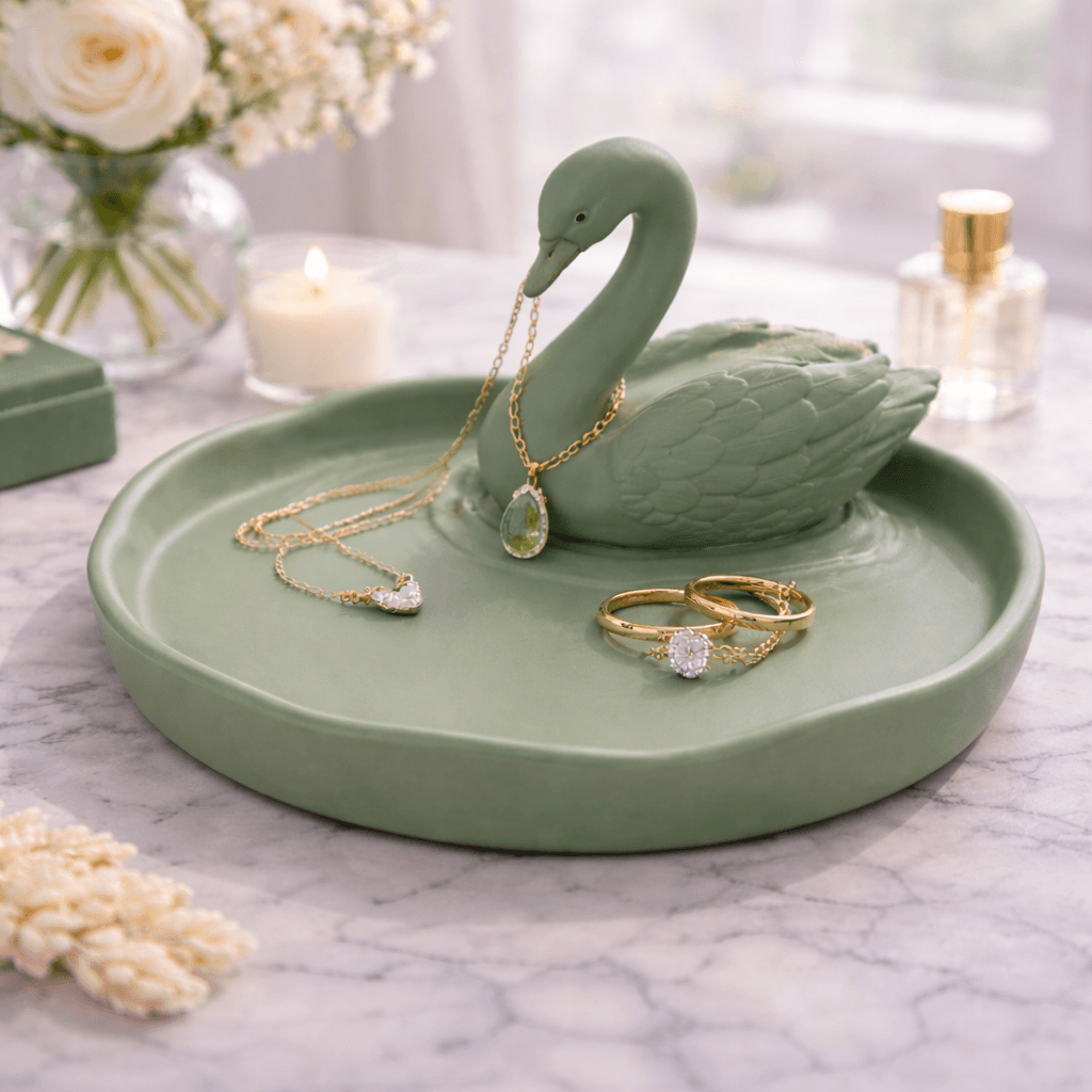 Swan Jewelry Tray STL – Elegant Ring Dish & Vanity Organizer 3d model