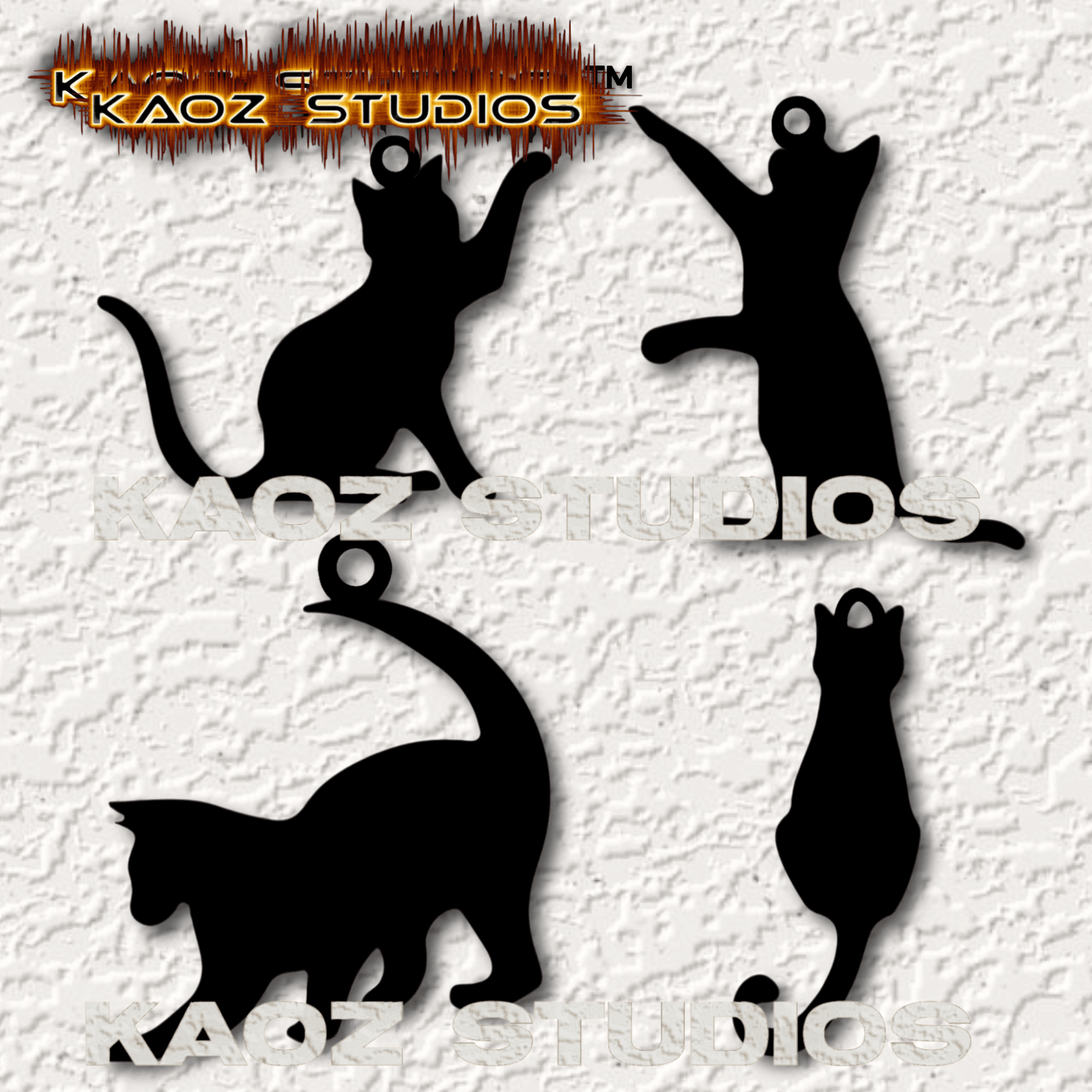 cat pendants kitty jewelry pack of 4 kitten keychains 3d model