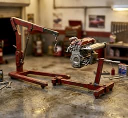 MULTISCALE JDM Garage Essentials: RB26 Engine + Stand + Hydraulic Hoist | 1/64 to 1/10 Multi-Scale | 3d model