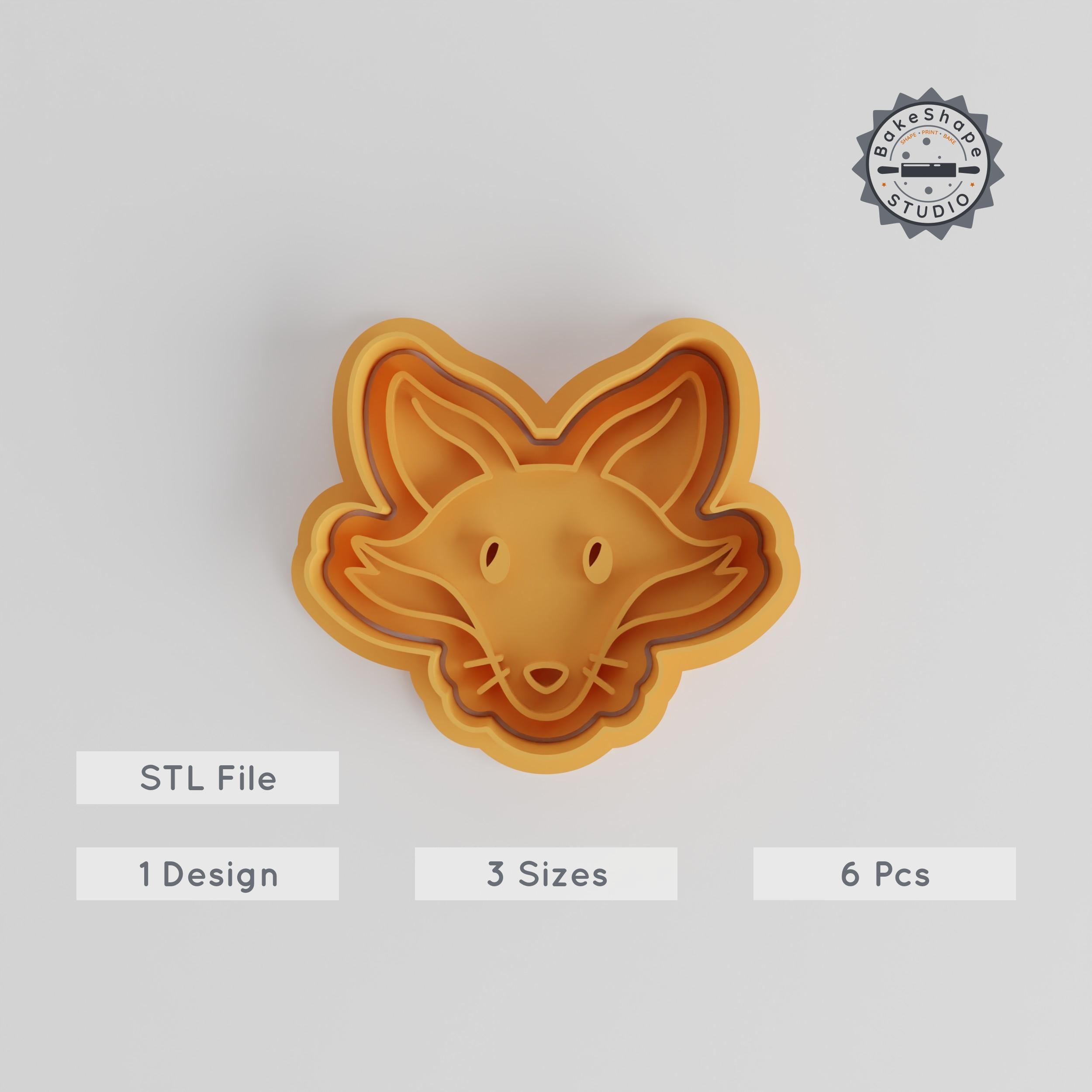 Fox Shape Cutter & Stamp, Wildlife Cookie Molds Set, Cute Animal Fondant Tool, S/M/L Sizes, 3D Printing STL PRODUCT_5556 3d model