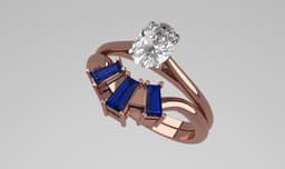Bowed Out Ring with Tapered Baguettes 3d model